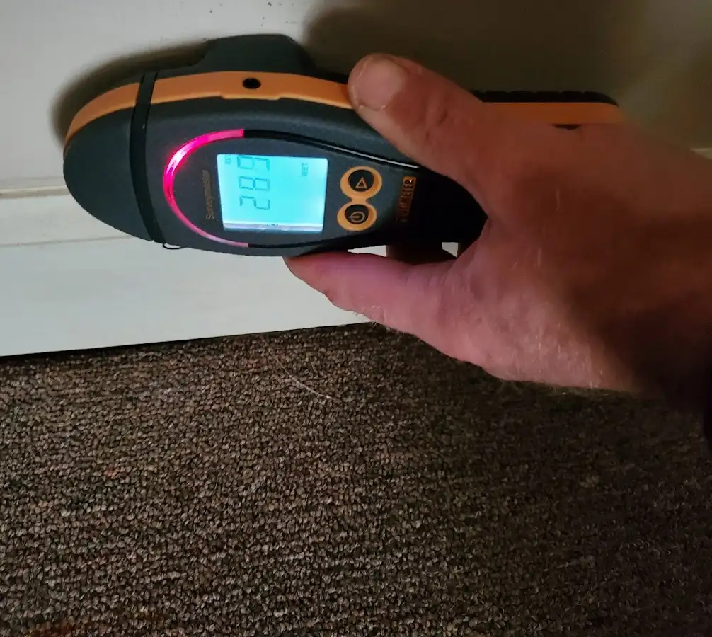 Moisture detection at baseboard during Burst Pipe Cleanup in Cascade